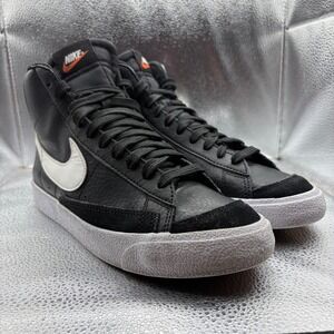 Size‎ 7Y Nike Blazer Mid Black White Kids Lace-Up Comfort Sneaker Shoes